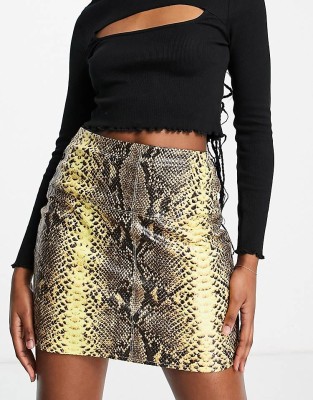 ŻÓŁTA SPÓDNICA SNAKE PRINT (40)