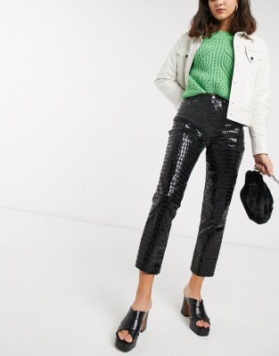Czarne jeansy 7/8 print (36/32)