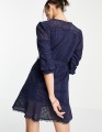 GRANATOWA SUKIENKA V-NECK PASEK (M)