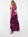 FIOLETOWA SATYNOWA SUKIENKA MAXI (34)