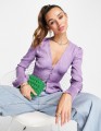 FIOLETOWA BLUZKA V-NECK GUZIKI (44)