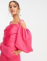 RÓŻOWY TOP BUFIASTE RĘKAWY (36)