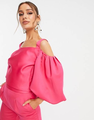 Krótka bluzka bufiaste rękawy (52)
