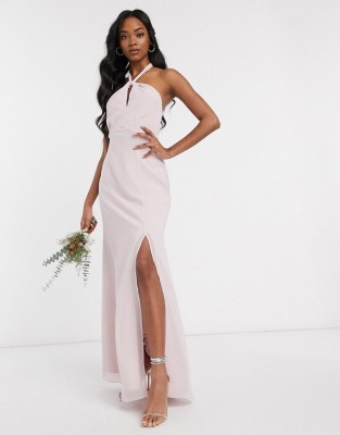 PUDROWA SZYFONOWA SUKIENKA (40)