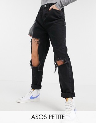 CZARNE MOM JEANS DZIURY (23/26)