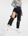 CZARNE MOM JEANS DZIURY (W23L26)