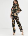 KOMBINEZON CZARNY FLORAL PASEK (36)