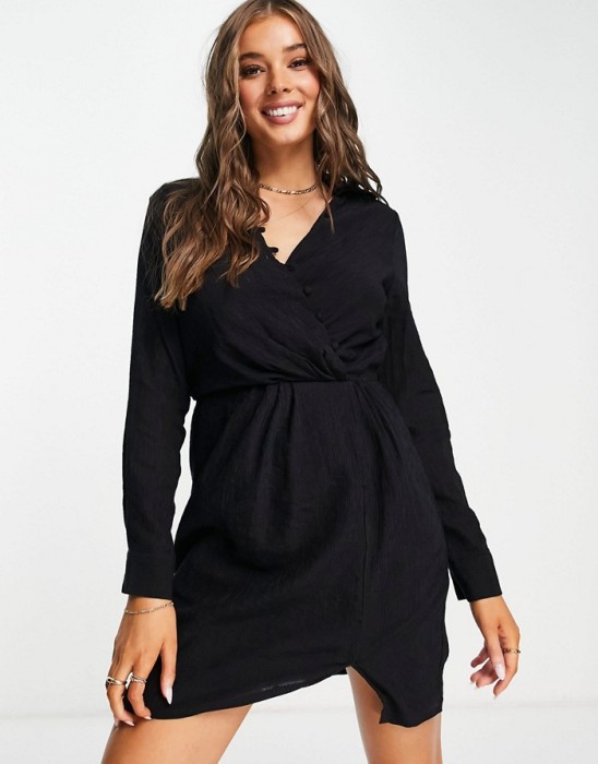 CZARNA SUKIENKA MINI KOŁNIERZ (40)