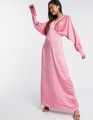 SATYNOWA MAXI SUKIENKA V-NECK (M)