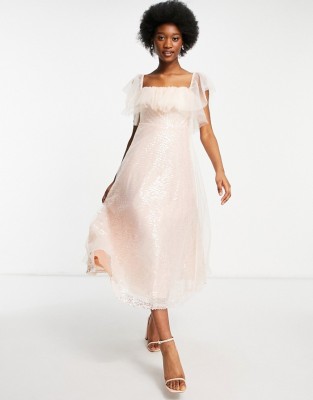 JASNORÓŻOWA ZDOBIONA SUKIENKA (44)