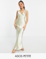 SATYNOWA SUKIENKA MAXI V-NECK (36)