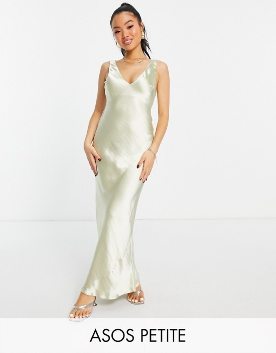 SATYNOWA SUKIENKA MAXI V-NECK (36)