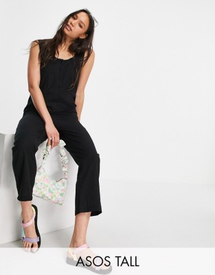 CZARNY KOMBINEZON BEZ RĘKAWÓW GUZIKI (34)