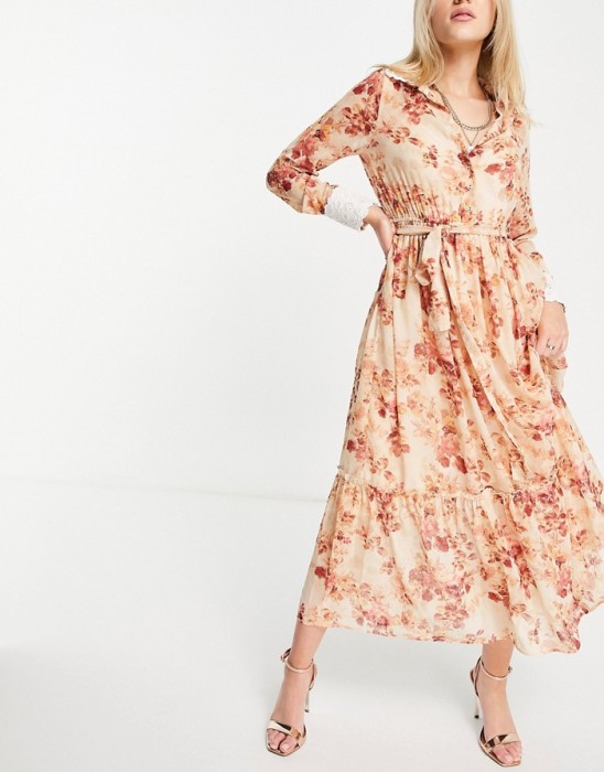 SZYFONOWA SUKIENKA KWIATY PASEK (36)