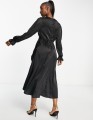 CZARNA KOPERTOWA SATYNOWA SUKIENKA (36)