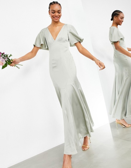 SATYNOWA MAXI SUKIENKA V NECK (36)