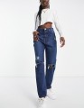 CIEMNONIEBIESKIE JEANSY DZIURY (40)