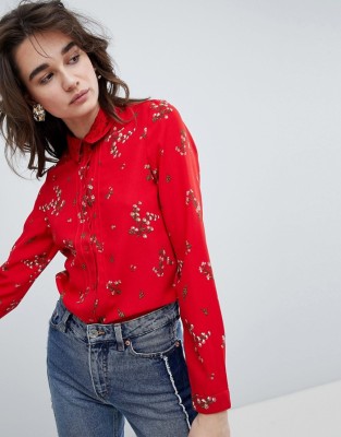 Czerwona koszula floral print (XS)