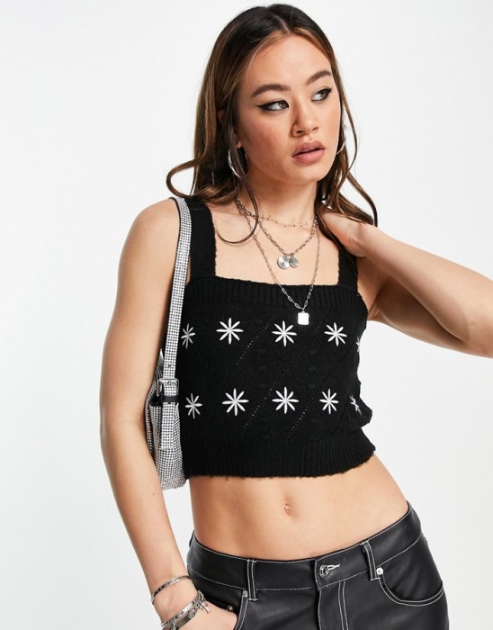 CZARNY DZIANINOWY TOP (40)