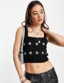 CZARNY DZIANINOWY TOP (40)