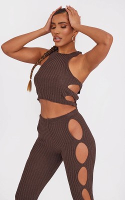 Brązowy top cut out (XS)