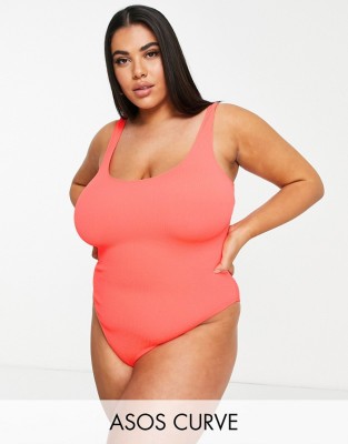 Koralowy strój open back (XL)