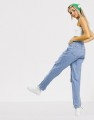NIEBIESKIE MOM JEANS DZIURY (W32L32)