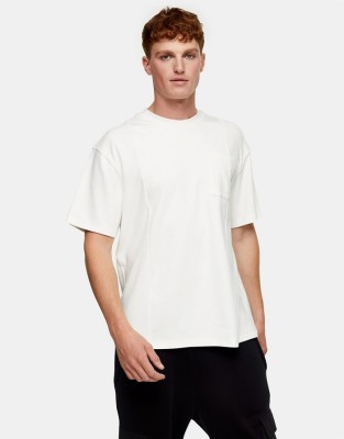 Śmietankowy t-shirt kieszonka (XS)