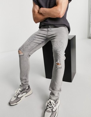 Szare jeansy dziury (32/32)