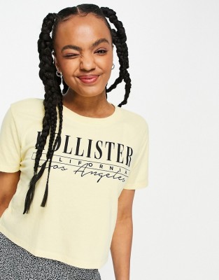 Żółty krótki t-shirt print (XS)