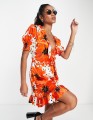 KOPERTOWA SUKIENKA FLORAL PRINT (40)