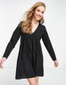CZARNA SUKIENKA MINI V NECK (38)