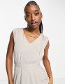 BEŻOWA SUKIENKA V NECK (38)