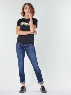 Granatowe proste jeansy (25/32)