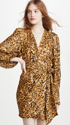 Metaliczna sukienka animal print (XS)