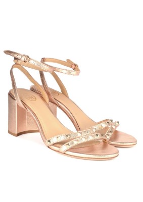 Metaliczne skórzane sandały janis (39)