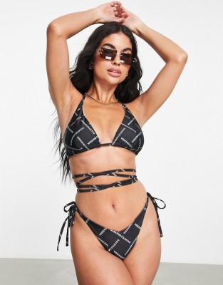 Czarna góra bikini print (42)