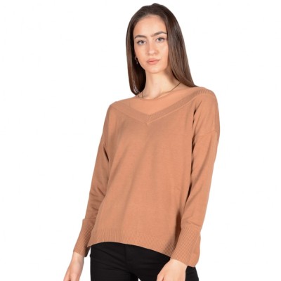 Camelowy sweter siatka (S)