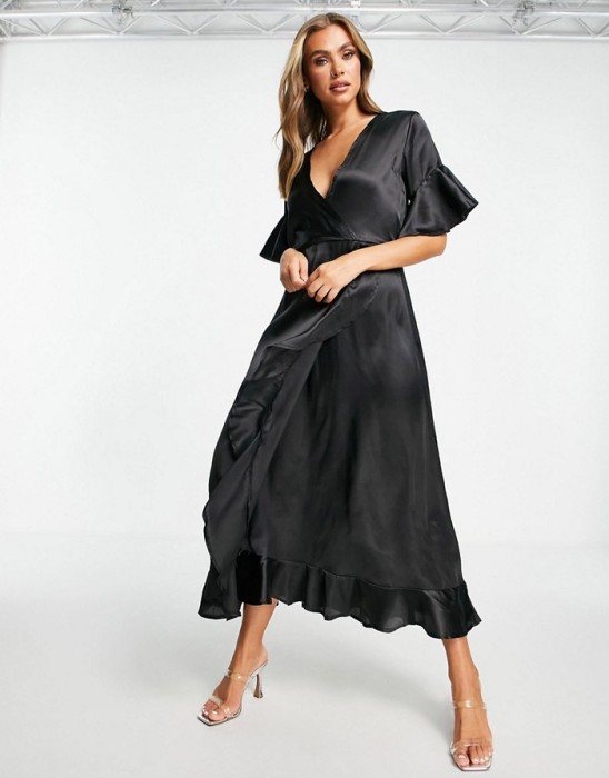 CZARNA SATYNOWA SUKIENKA (34)