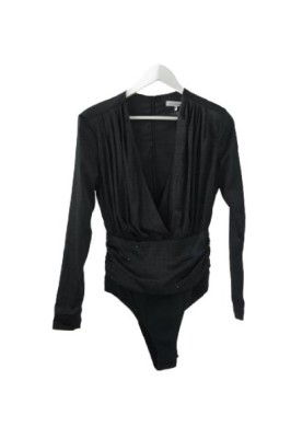 Czarne zdobione body satyna (XS)