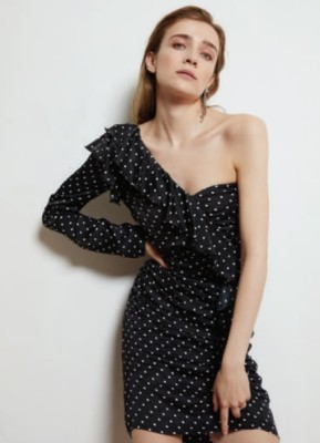 Grafitowa sukienka groszki (XS)