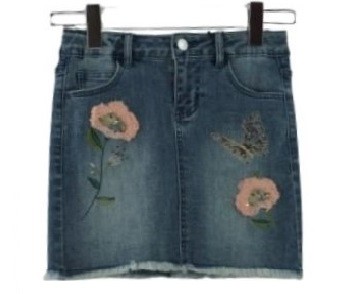Niebieska jeansowa spódnica hafty (8L)