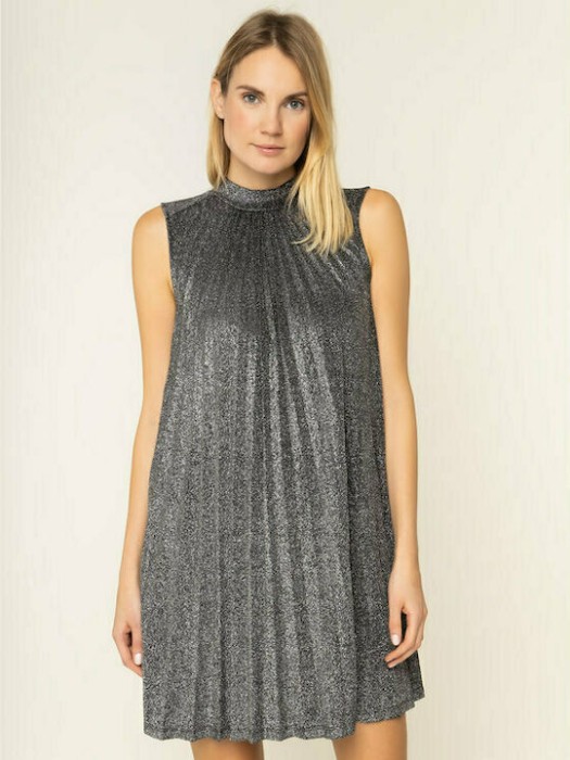 SREBRNA PLISOWANA SUKIENKA MINI (S)