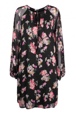 Czarna sukienka floral print (M)
