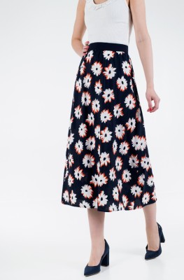Granatowa spódnica floral print (36)