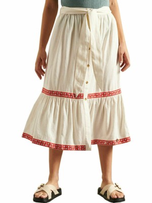 Kremowa spódnica wiązanie (38)