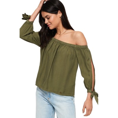 Bluzka khaki odkryte ramiona (44)