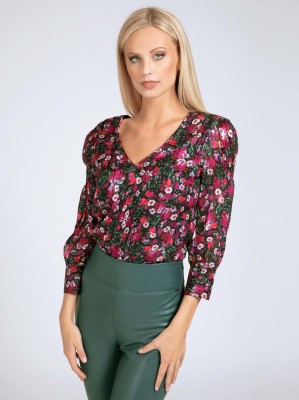 Czarna bluzka v neck pasek (M)