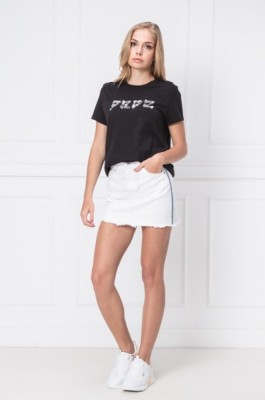 Biała jeansowa spódnica mini (M)