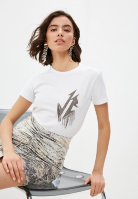 Biały t-shirt nadruk (M)